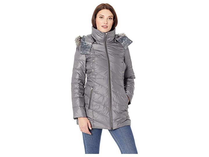 Marc New York By Andrew Marc Chelsea Down Filled Velvet Trim Faux Fur Trim Hood (metal) Women's Coat
