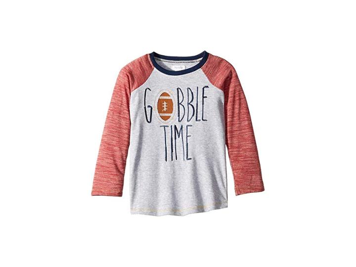 Mud Pie Thanksgiving Gobble Time Long Sleeve Raglan T-shirt (infant/toddler) (gray) Boy's T Shirt