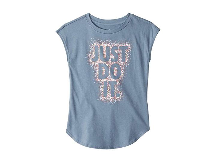 Nike Kids Dot Burst Just Do It Modern Short Sleeve Tee (little Kids) (ashen Slate) Girl's T Shirt