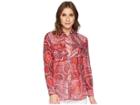 Lauren Ralph Lauren Paisley Silk-blend Shirt (red Multi) Women's Clothing