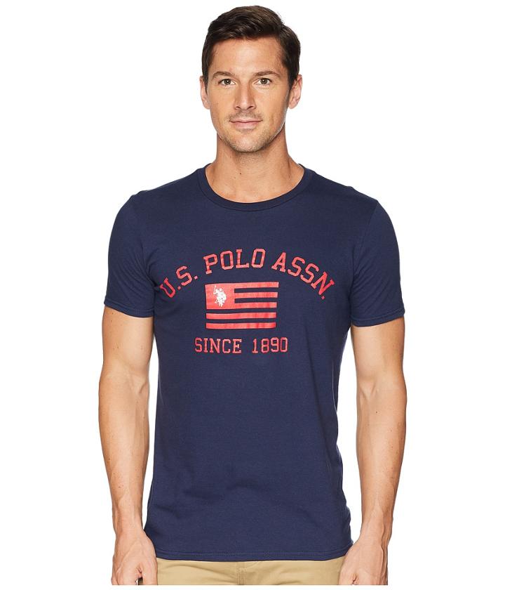 U.s. Polo Assn. Uspa Flag 1890 Crew Tee (classic Navy) Men's Short Sleeve Pullover