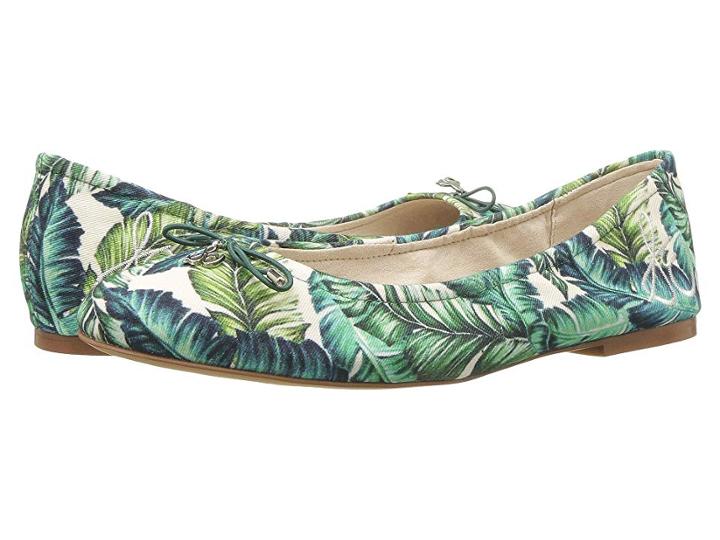 Sam Edelman Felicia (jade Multi Wallpaper Palm Print) Women's Flat Shoes