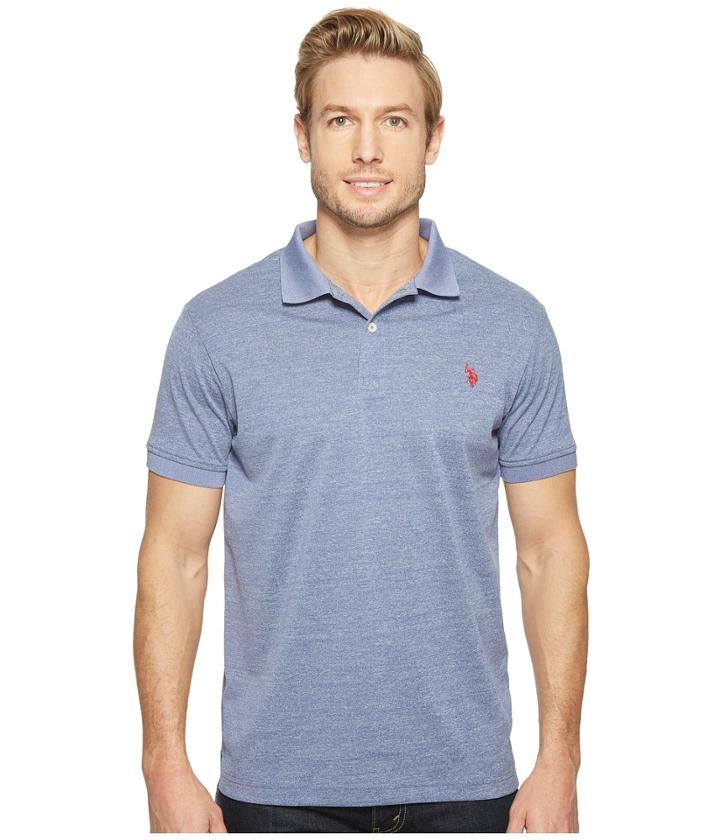 U.s. Polo Assn. Polyester Heather Pique Polo Shirt (dodger Blue Heather) Men's Clothing