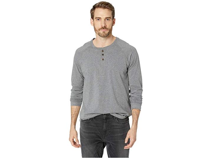 Tommy Bahama Long Sleeve Henley Lounge Tee (heather Grey) Men's T Shirt