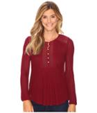 Lucky Brand Drop Needle Knit Top (wild Currant) Women's Clothing