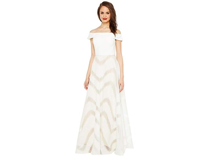Adrianna Papell Organza Full Circle Skirt Dress (ivory) Women's Dress