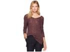 Wrangler Long Sleeve Knit V-neck Cut Out (mauve) Women's Clothing