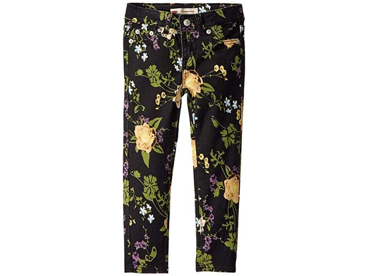 Levi's(r) Kids 710 Brushed Twill Super Skinny Jeans (little Kids) (jet Black Floral) Girl's Jeans