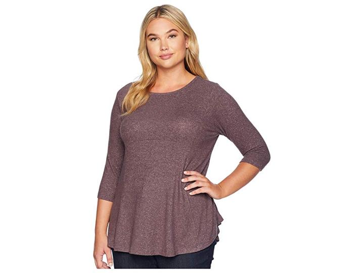 B Collection By Bobeau Plus Size Brushed Babydoll Hemline Knit (peppercorn) Women's Sweater