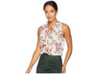 Ellen Tracy Sleeveless Ruffle Collar Top (silk Road Blossom Cream) Women's Clothing
