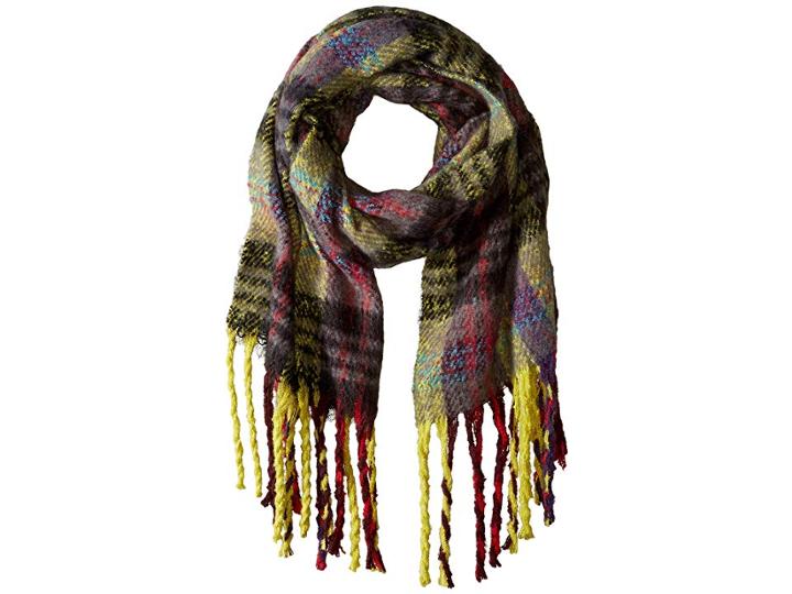 Steve Madden Plaid Boucle Scarf With Fringe (multi) Scarves