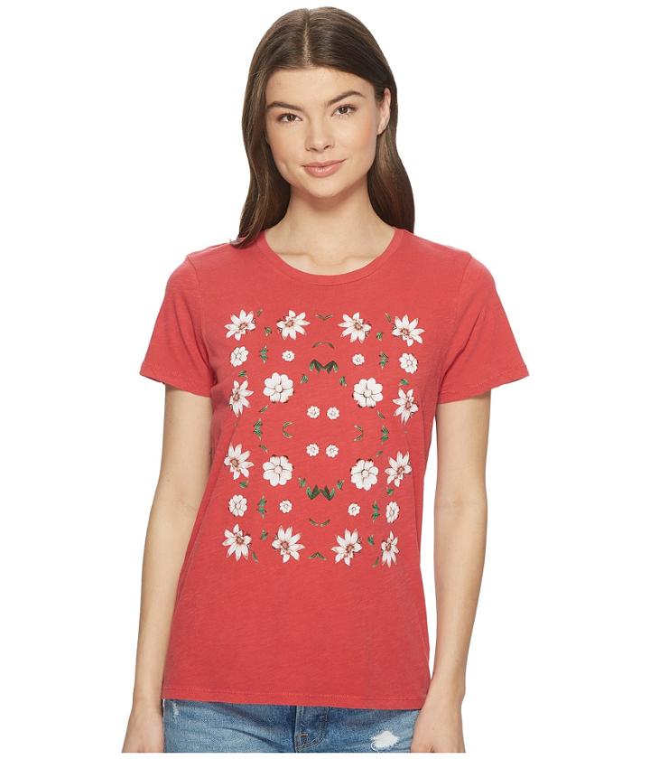 Lucky Brand Flowers Tee (red) Women's T Shirt