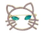 Betsey Johnson Pink Stone Open Cat Face Pin (pink) Brooches Pins