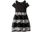 Us Angels Scuba And Striped Lace Dress (big Kids) (black) Girl's Dress