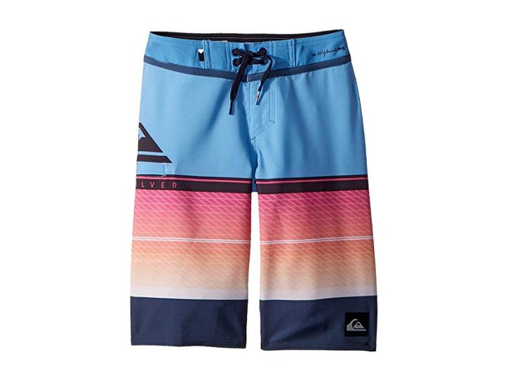 Quiksilver Kids Highline Slab Boardshorts (big Kids) (silver Lake Blue) Boy's Swimwear