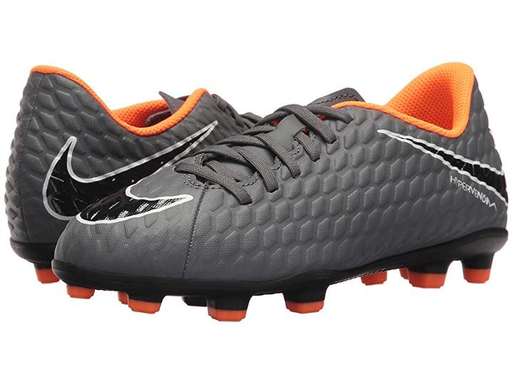 Nike Kids Jr. Hypervenom Phantom 3 Club Fg Soccer (toddler/little Kid/big Kid) (dark Grey/total Orange/white) Kids Shoes