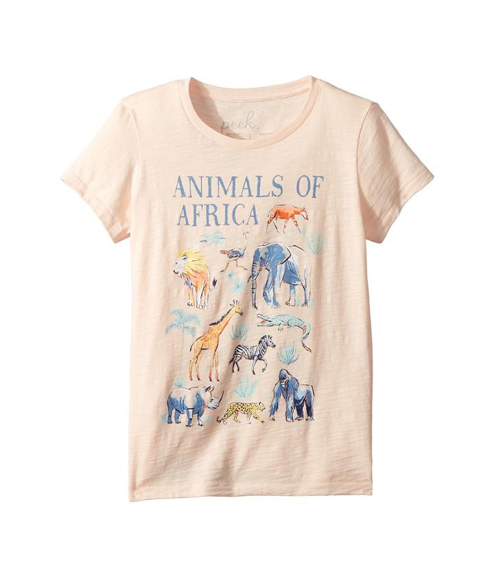 Peek Animals Of Africa Tee (toddler/little Kids/big Kids) (peach) Girl's T Shirt