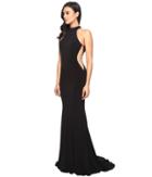 Faviana Jersey Halter W/ Illusion Cut Out 7943 (black) Women's Dress