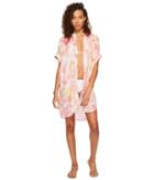 Echo Design Seaside Floral Shirtdress Cover-up (coral) Women's Swimwear