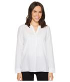 Nydj Yarn-dye Lawn Henley Shirt (sparkle Stripe Optic White) Women's Clothing