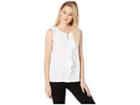 Tahari By Asl Knit Ruffle Front Top With Keyhole Neck (ivory) Women's Clothing