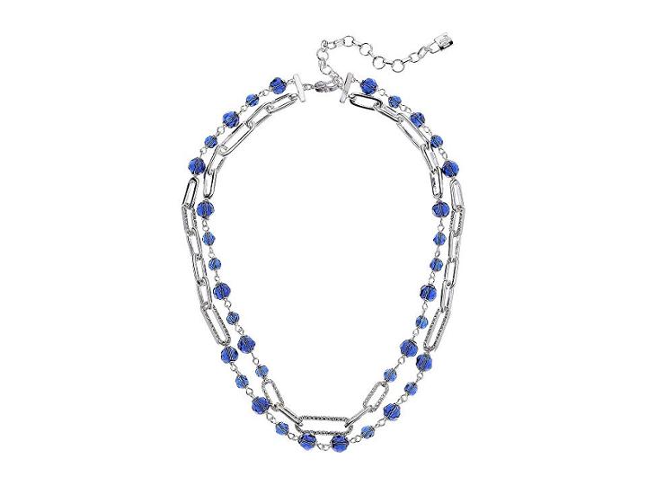 Lauren Ralph Lauren 16 2 Row Bead Link Collar Necklace (blue) Necklace