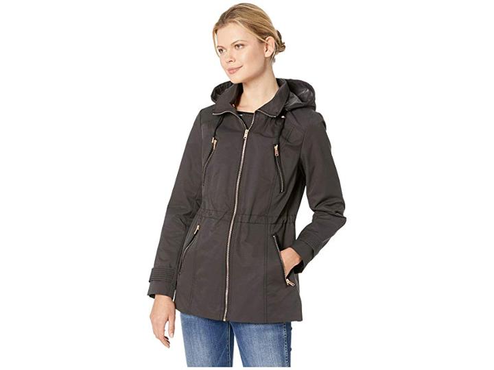 Marc New York By Andrew Marc Raincoat Anorak W/ Detachable Hood (black) Women's Coat