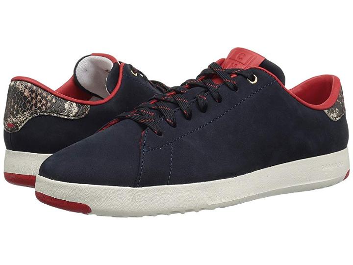 Cole Haan Grandpro Tennis (marine Blue Nubuck/roccia Snake/ivory) Women's Lace Up Casual Shoes