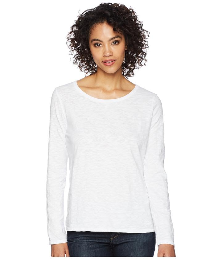 Dylan By True Grit Soft Slub Long Sleeve Tee With Tiered Back (white) Women's Long Sleeve Pullover