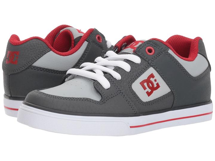 Dc Kids Pure (little Kid/big Kid) (grey/grey/red) Boys Shoes