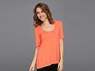 Three Dots - Lightweight Viscose 1/2 Sleeve Relaxed High-low Tee (living Coral)