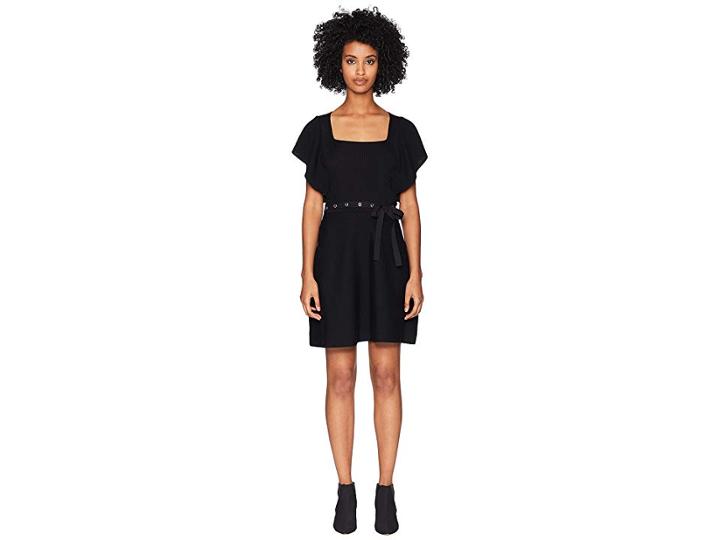 Red Valentino Ribbed Wool Yarn And Eyelets (black) Women's Dress