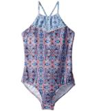 Seafolly Kids Boho Tile Tank One-piece (little Kids/big Kids) (rose Tile) Girl's Swimsuits One Piece