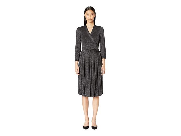 Kate Spade New York Dashing Beauty Metallic Wrap Sweater Dress (black) Women's Dress
