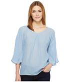 B Collection By Bobeau Flare Sleeve Blouse (chambray) Women's Blouse
