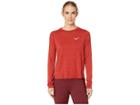 Nike Miler Slub Lx Long Sleeve Top (dune Red/heather) Women's Clothing