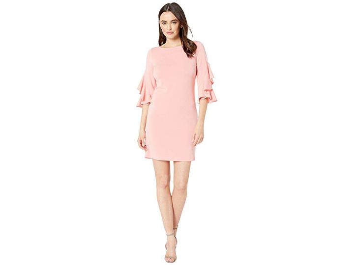 Taylor Ruffle Sleeve Solid Shift Dress (coral) Women's Dress