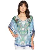 Hale Bob Simply Irresistible Washed Silk Chiffon Tunic Top (blue) Women's Blouse