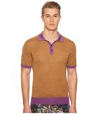 Etro Color Blocked Polo (khaki) Men's Short Sleeve Knit