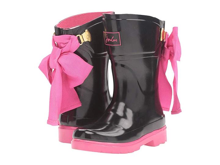 Joules Kids Bow Back Welly Rain Boot (toddler/little Kid/big Kid) (black) Girls Shoes