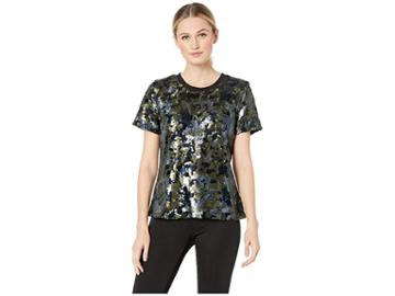 Two By Vince Camuto Short Sleeve Sequin Camo Tee (military Green) Women's T Shirt