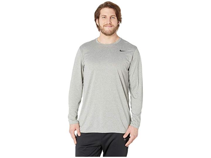 Nike Big Tall Dry Tee Long Sleeve Legend 2.0 (dark Grey Heather/black/black) Men's T Shirt