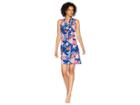 Tommy Bahama Mira Dora Floral Sleeveless Wrap Short Dress (dark Cobalt) Women's Dress