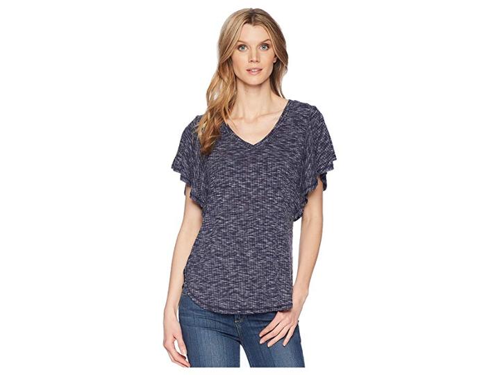 B Collection By Bobeau Mariee Flutter Sleeve Tee (navy) Women's T Shirt