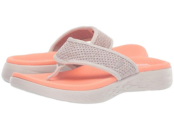 Skechers Performance On-the-go 600 Glossy (taupe/orange) Women's Sandals