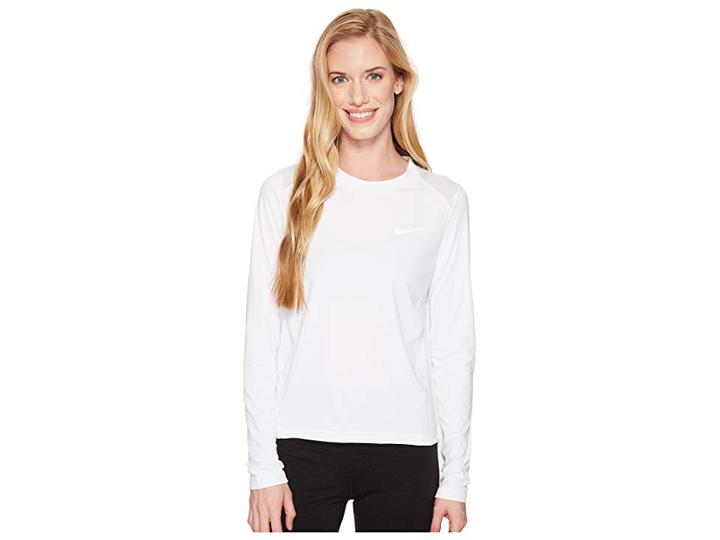 Nike Dry Miler Long Sleeve Running Top (white) Women's Long Sleeve Pullover