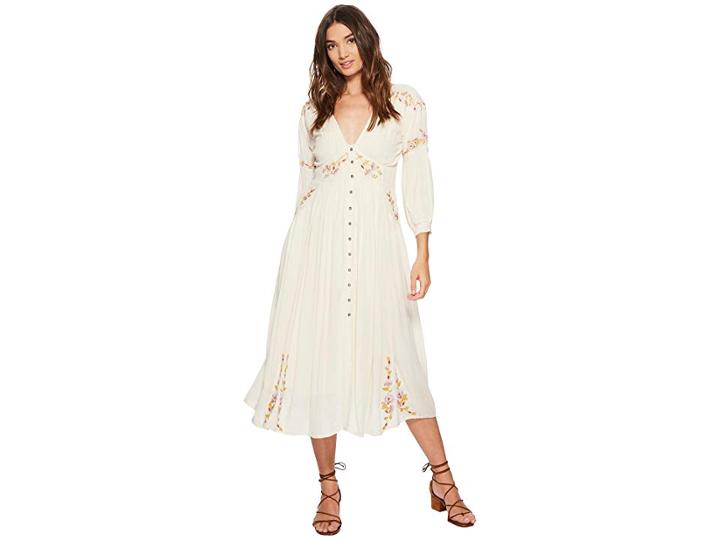 Free People Day Glow Midi Dress (neutral Combo) Women's Dress