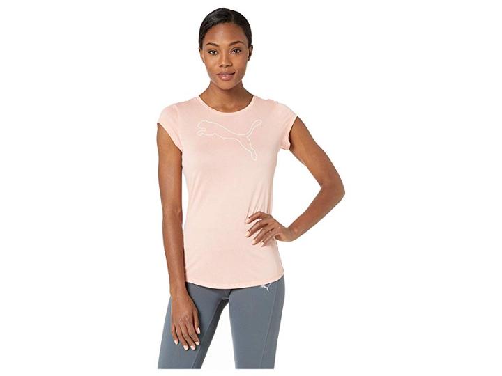 Puma Active Logo Heather Tee (peach Bud Heather) Women's Clothing