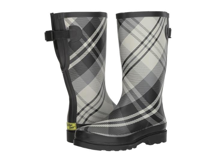 Western Chief French Plaid Wide Calf (gray) Women's Rain Boots