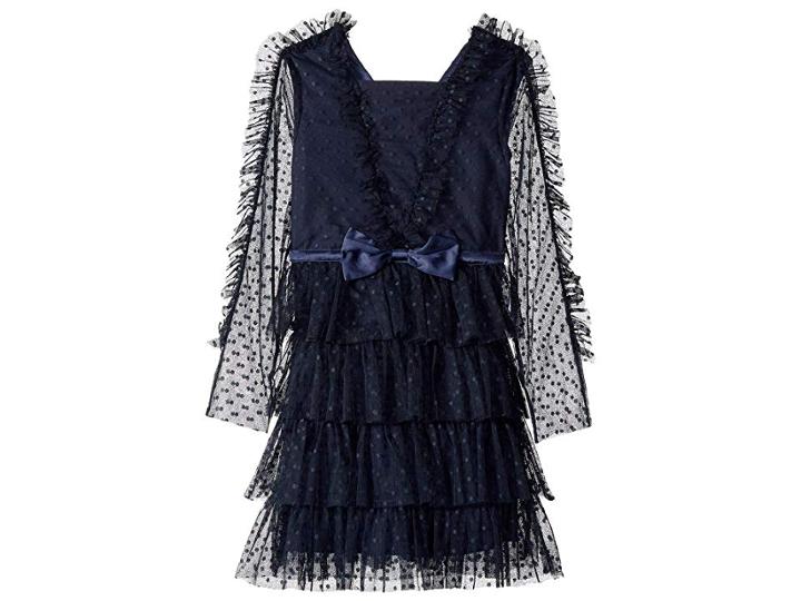 Bardot Junior Hope Mesh Dress (big Kids) (navy) Girl's Dress